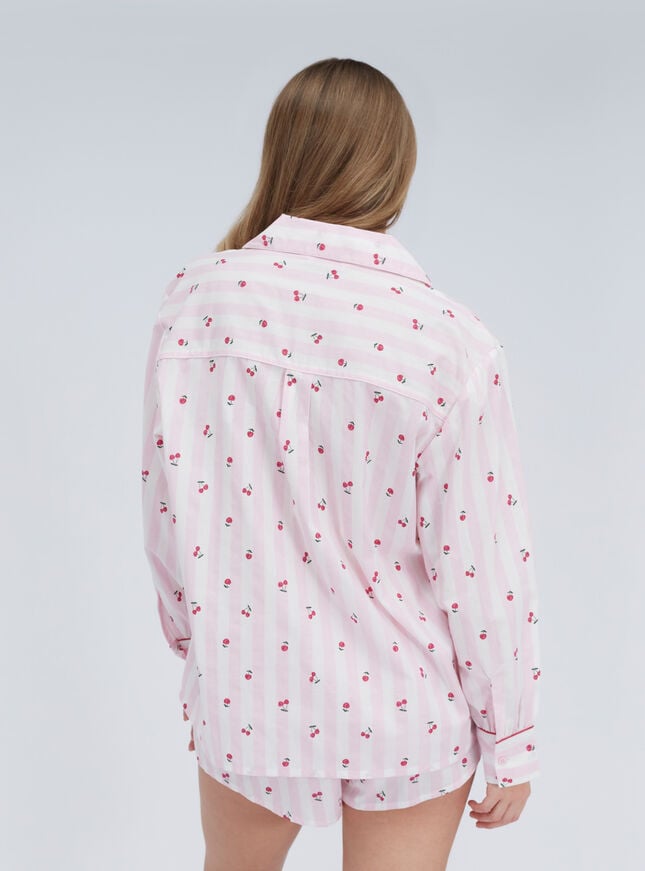 Cherry stripe cotton short pyjamas