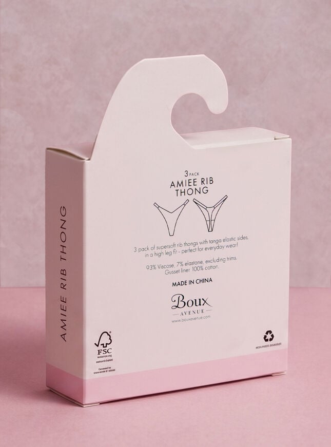 3 pack Amiee ribbed high leg thongs