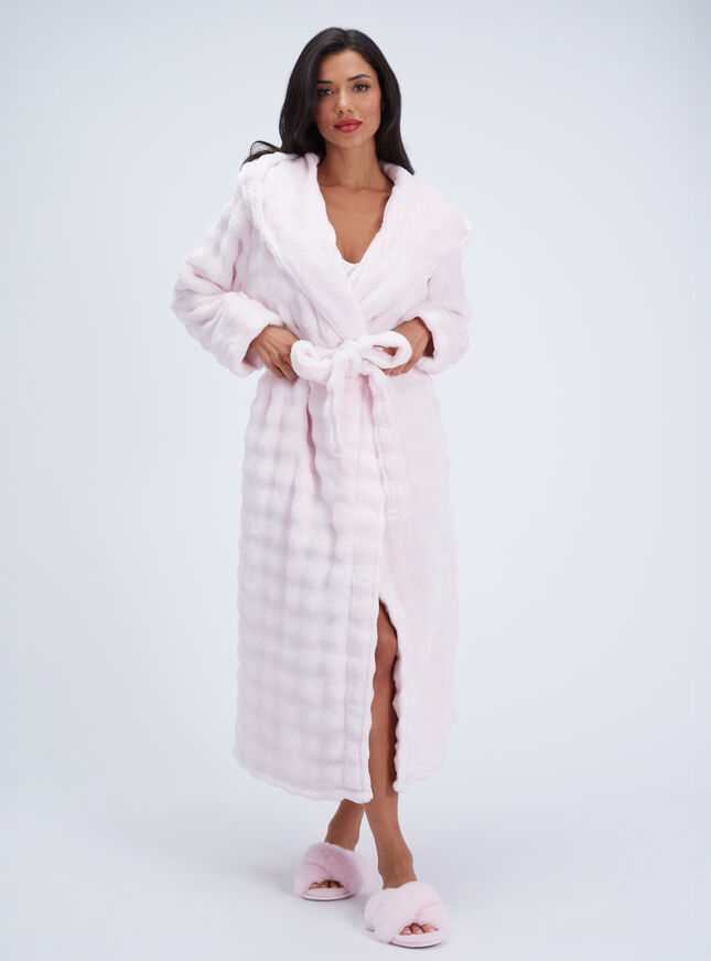 Bubble texture fluffy long dressing gown