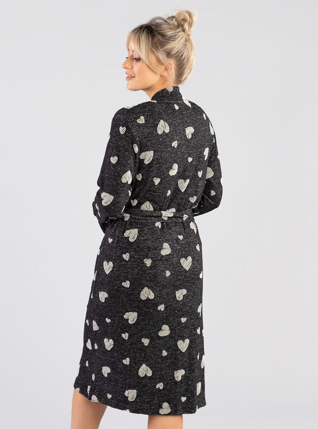 Heart flock print dressing gown