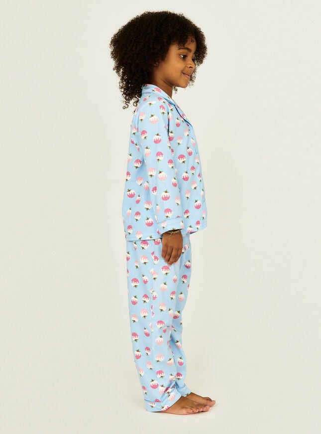 Kids fleece pudding pyjamas in a bag