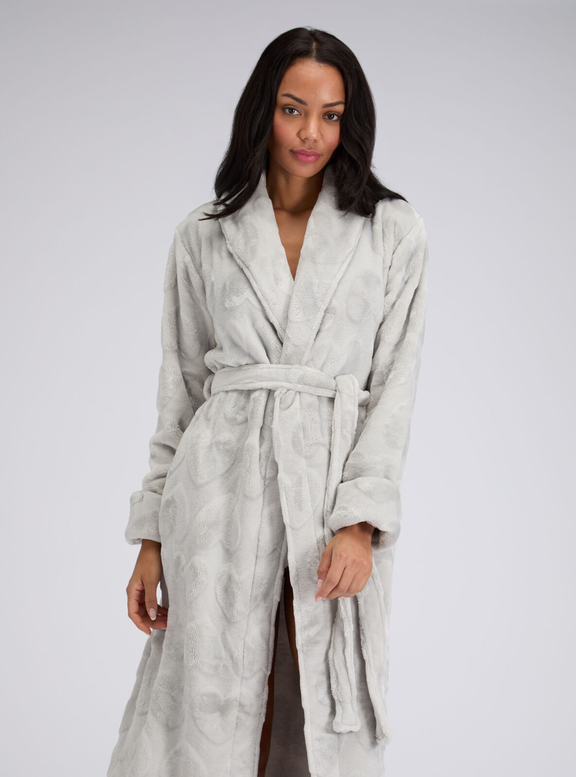 Heart long dressing gown | Grey | Boux Avenue UK