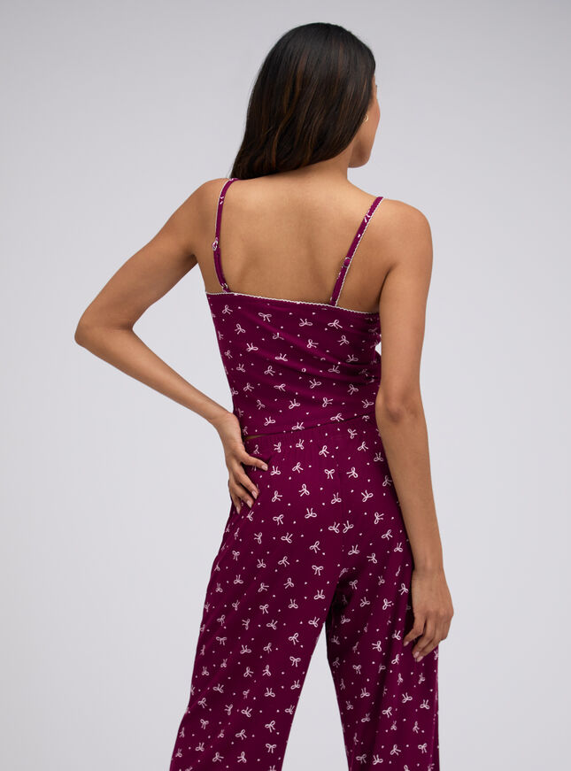 Bow ribbed long pyjama set