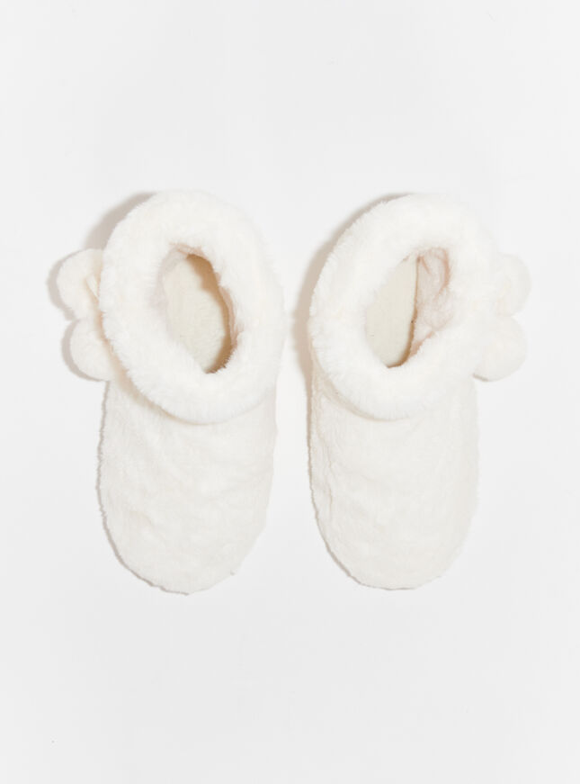Fluffy boot slippers | Ivory | Boux Avenue UK