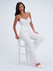 Heart ribbed modal long pyjama set