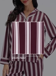 Oversized striped satin long pyjama set