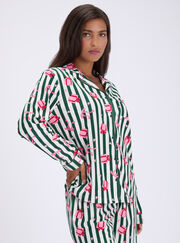 Present stripe fleece pyjamas in a bag