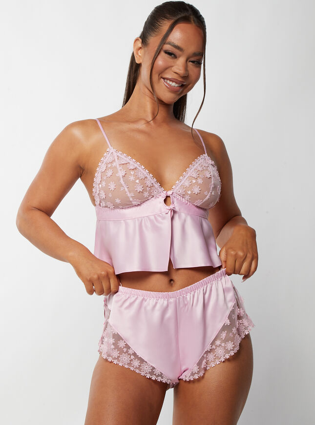 Liliana embroidered cropped cami set