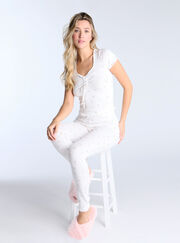 Ditsy floral ribbed pyjama set