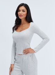 Brushed pointelle long pyjama set