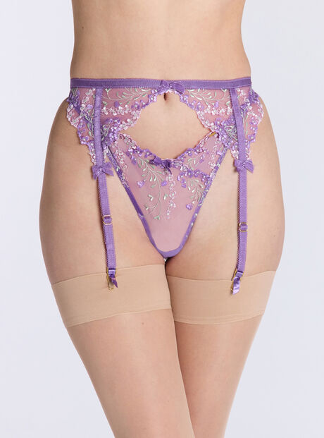 Flora embroidered suspender belt
