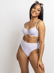 Paros check high waist bikini briefs