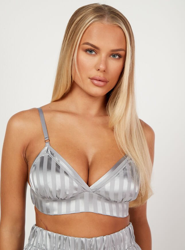 Stripe satin pyjama bralette