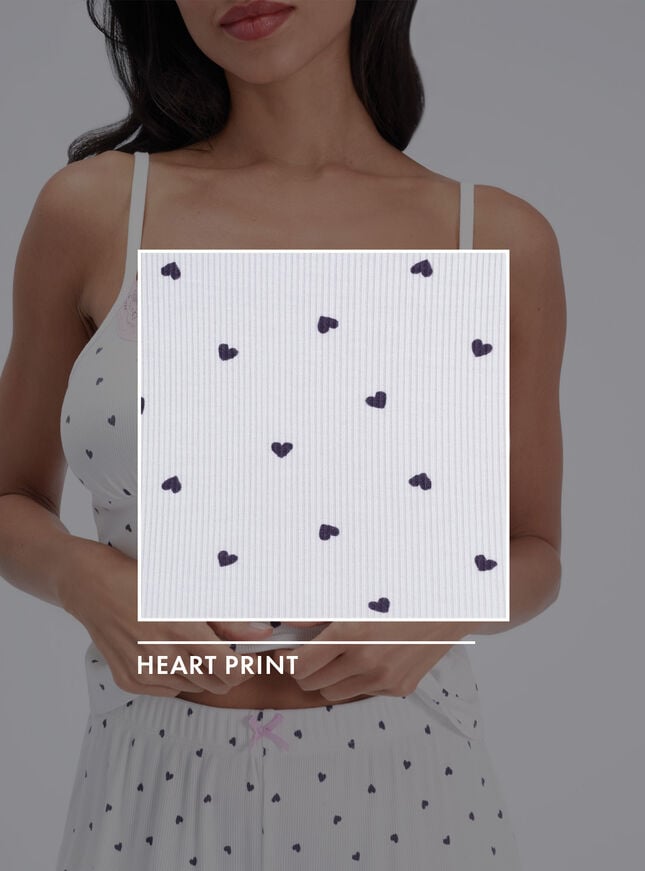 Heart ribbed modal long pyjama set