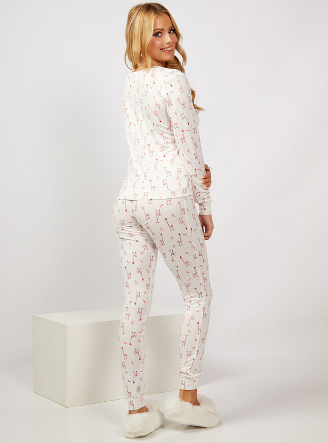 Santa giraffe print twosie pyjama set