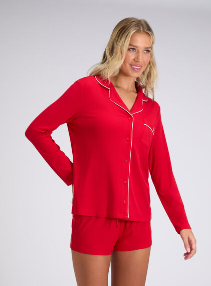 Ribbed modal pyjama top