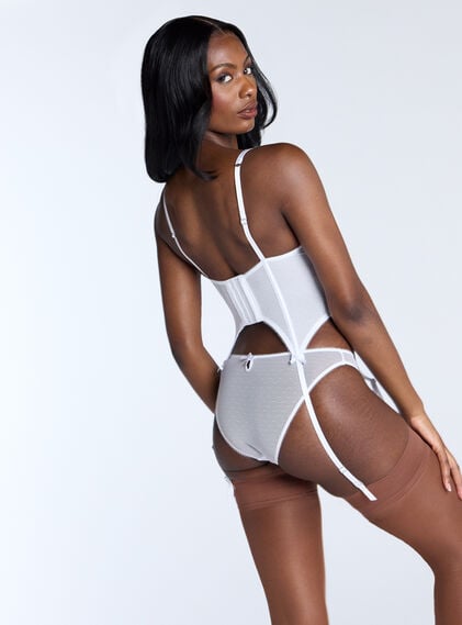 Catalina sheer lace basque longline bra