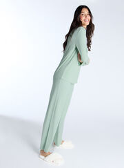 Ribbed modal wide leg pyjama trousers