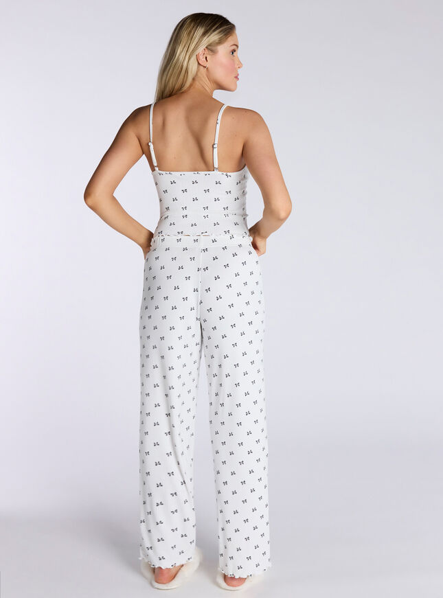 Bow ribbed cami pyjama set