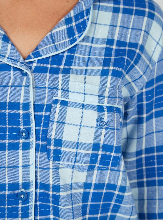 Cobalt blue check cotton pyjamas in a bag