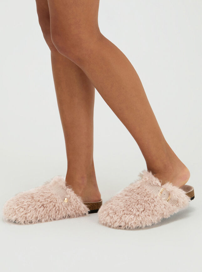 Teddy fleece clog mule slippers