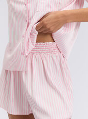 Striped oversized satin short pyjama set