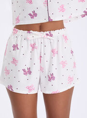 Multi bow fleece pyjama shorties in a bag