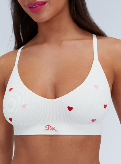 Heart embroidered seamless bralette