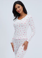 Heart ribbed long pyjama set