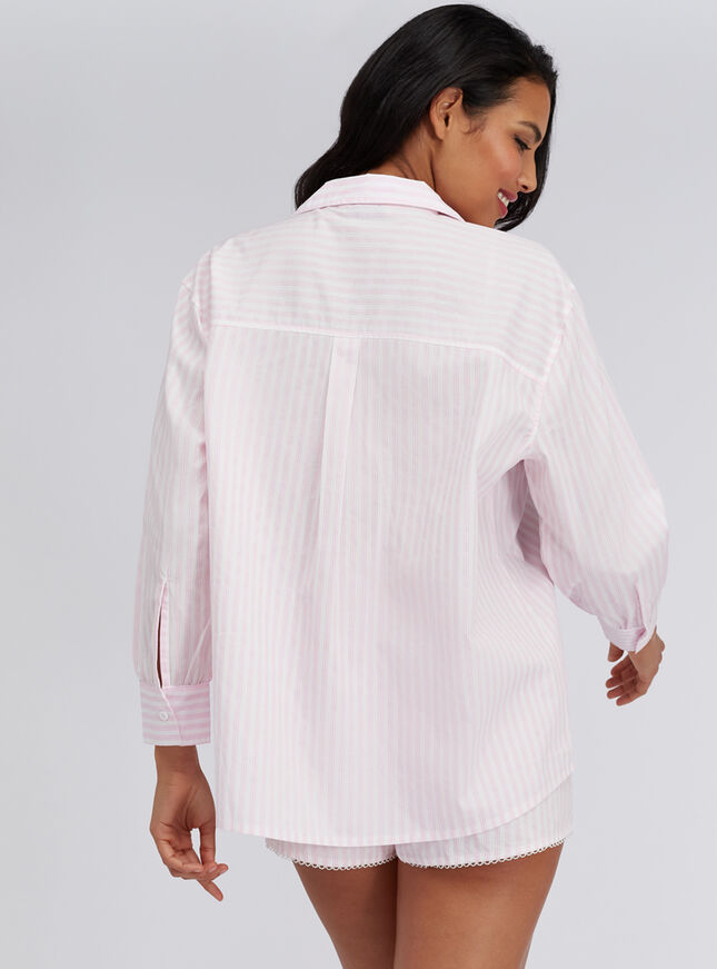 3 piece striped cotton short pyjama set