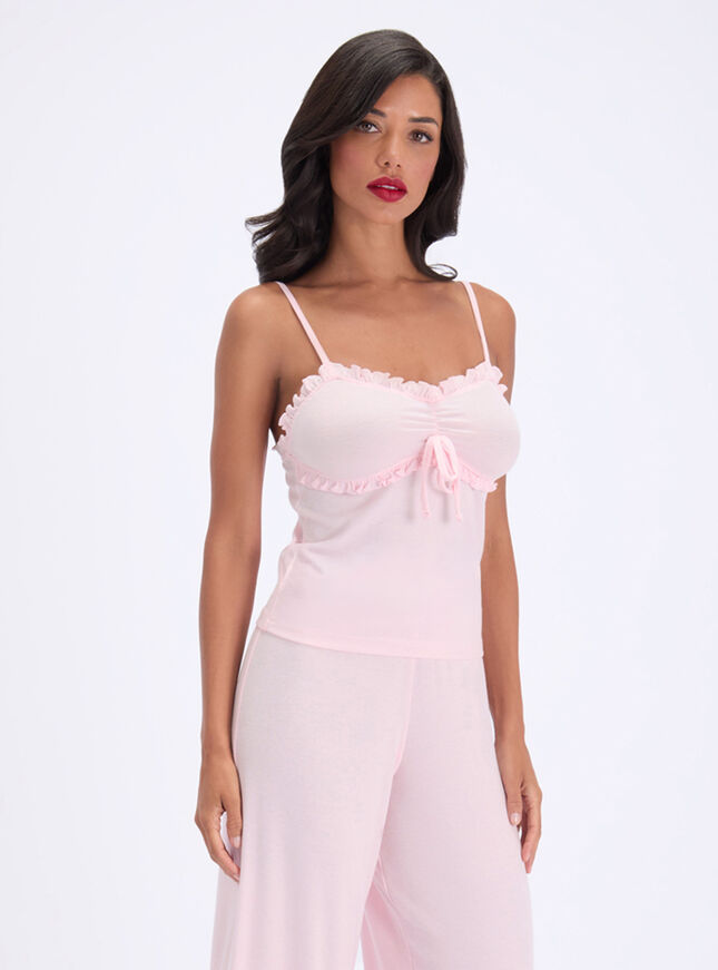 Frill ribbed cami pyjama set