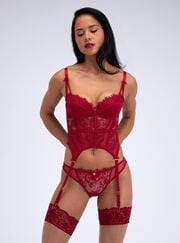 Carmine lace basque
