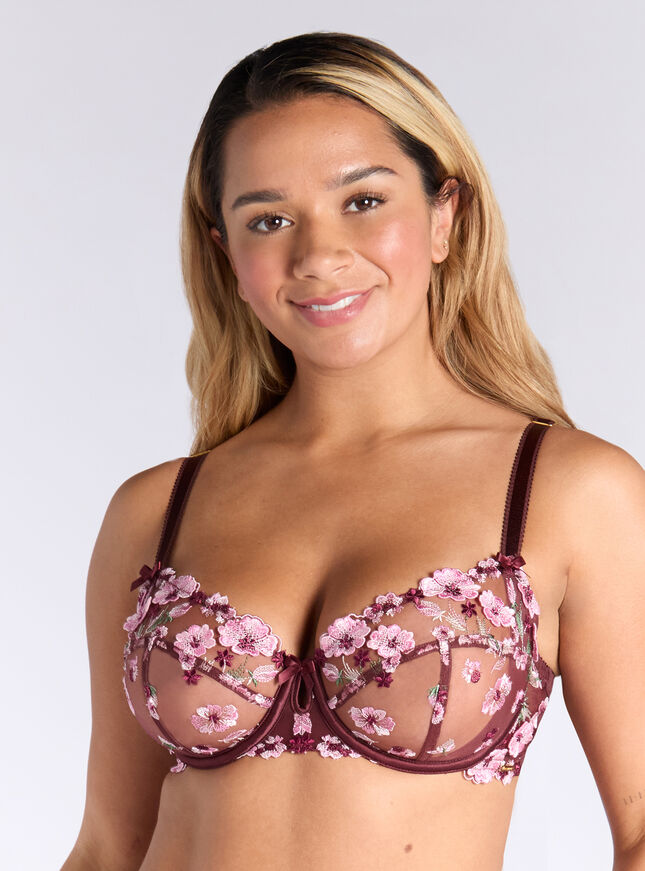 Evelyn sheer embroidered balconette bra