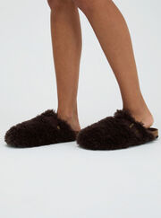 Teddy fleece clog mule slippers