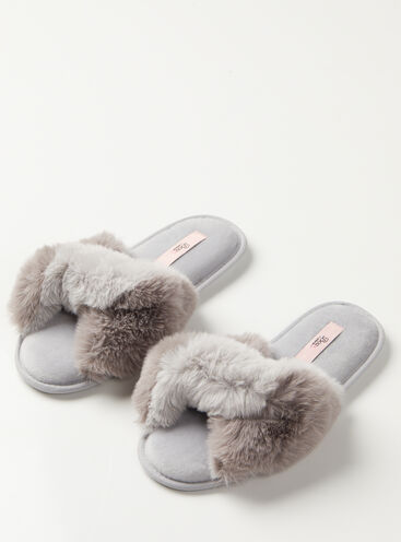 Grey contrast twist slippers