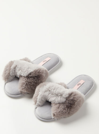 Grey contrast twist slider slippers