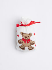 Teddy bear cotton socks in a bag