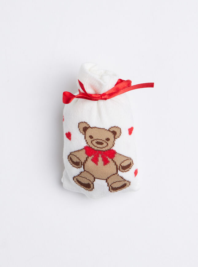 Teddy bear cotton socks in a bag