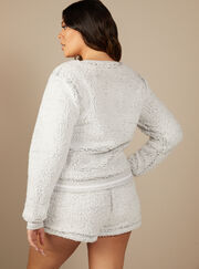 Borg sweatshirt top and shorts set