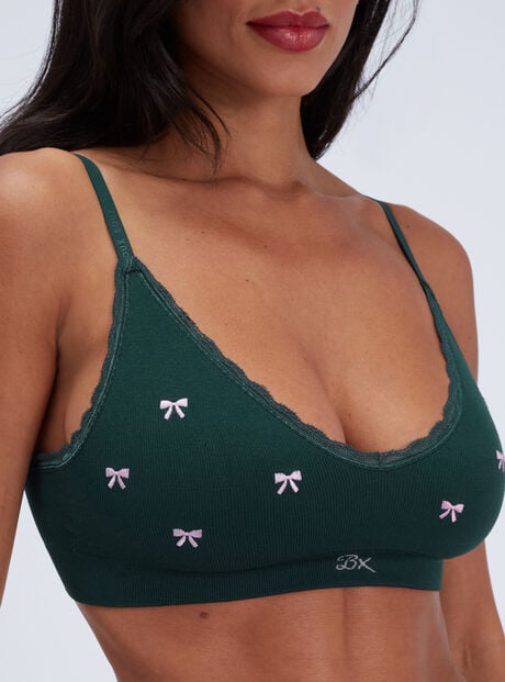 Bow embroidered seamless bralette
