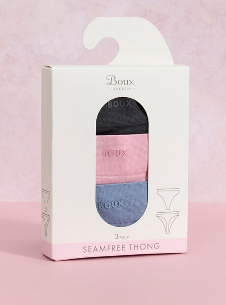 3 pack high leg seamfree thongs