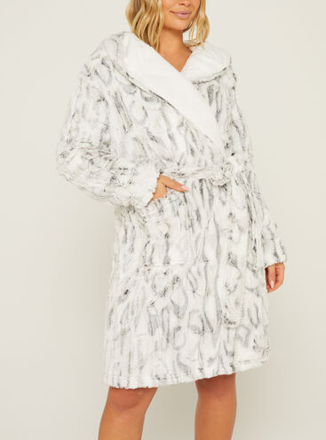 Fluffy animal midi dressing gown