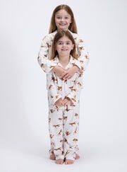Kids' playful cat fleece pyjamas in a bag