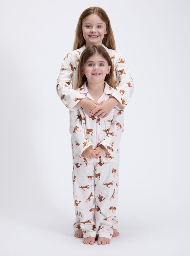 Kids' playful cat fleece pyjamas in a bag