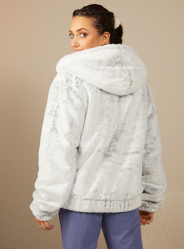 Cosy fur zip hoodie