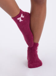 2 pack bow fluffy trainer socks