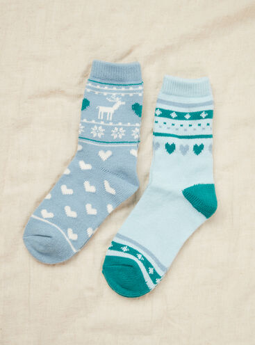 2 pack fairisle cosy socks