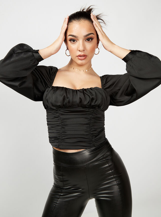 Ruched Long-sleeve Corset Top | Boux Avenue