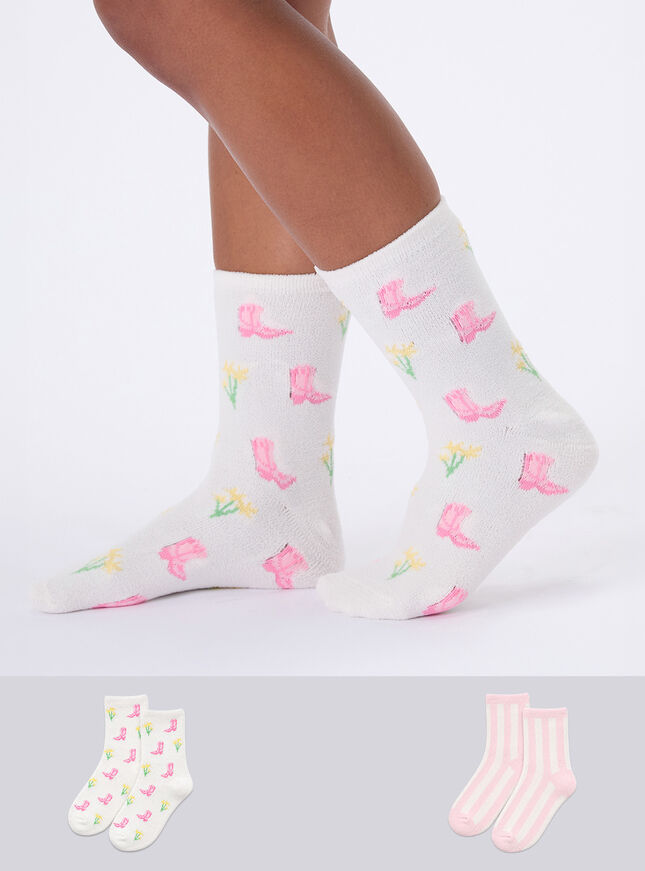 2 pack cowgirl cosy ankle socks
