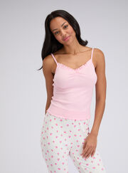 Floral ribbed cami and pant pyjama set
